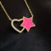 Collar Corazón Y Estrella Esmaltada Rosa