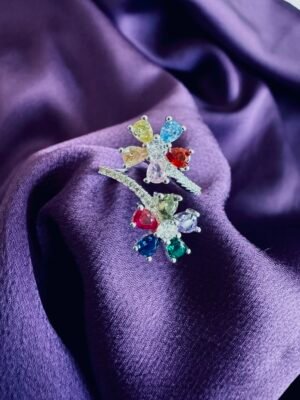 Anillo Adaptable Flores con Circones