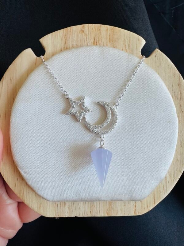 Collar Luna y Estrella con Piedra Lila