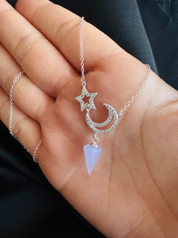 Collar Luna y Estrella con Piedra Lila