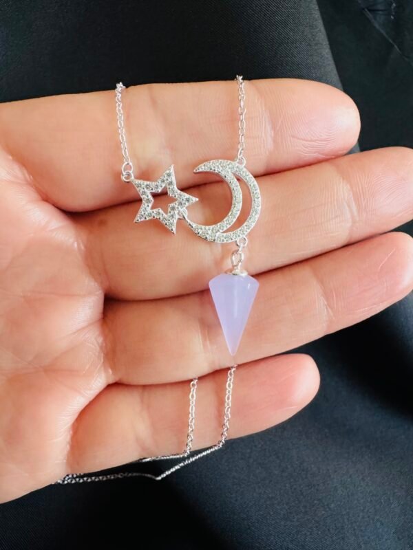Collar Luna y Estrella con Piedra Lila