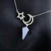 Collar Luna y Estrella con Piedra Lila