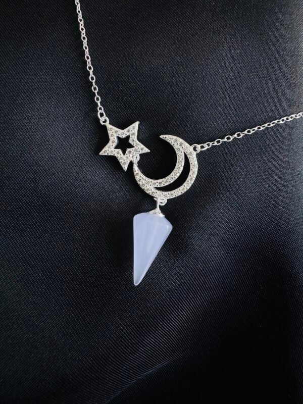 Collar Luna y Estrella con Piedra Lila