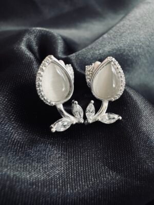 Aros Flor Tulipán con Cuarzo y Circones