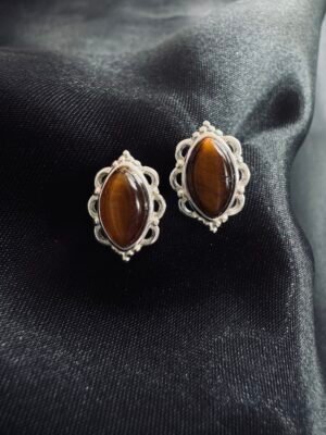 Aros Ovalado con Ojo de Tigre