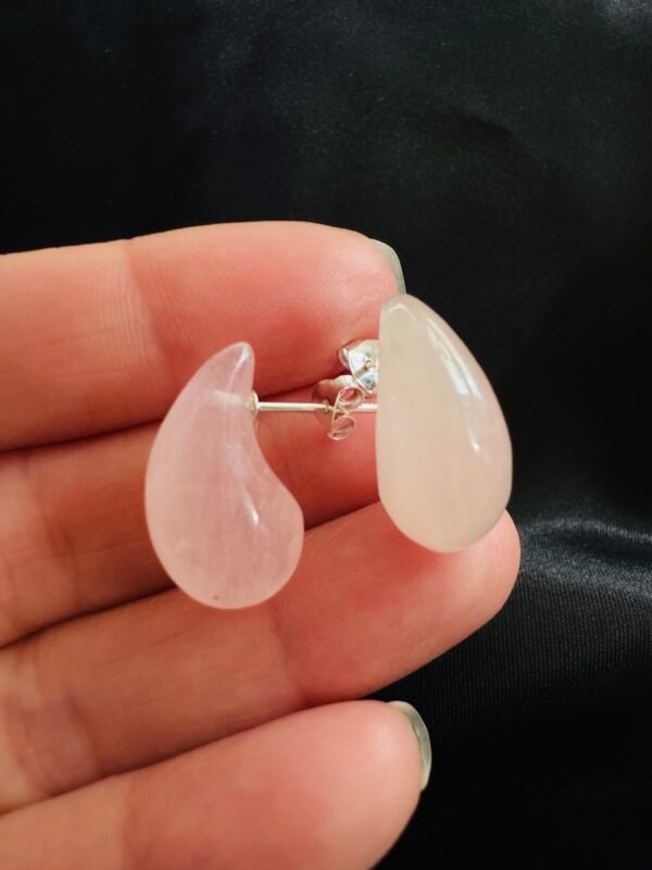 Aros Gota Cuarzo Rosa