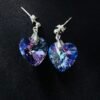 Aros Corazón de Cristal Azul Tornasol 💙