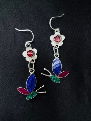 Aros Flor y Mariposa Metalizada