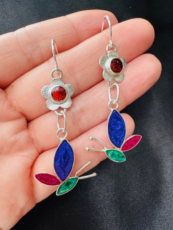 Aros Flor y Mariposa Metalizada