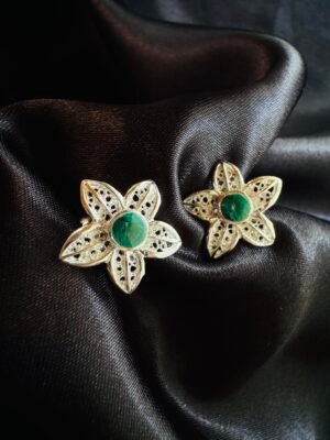 Aros Flor en Filigrana con Crisocola