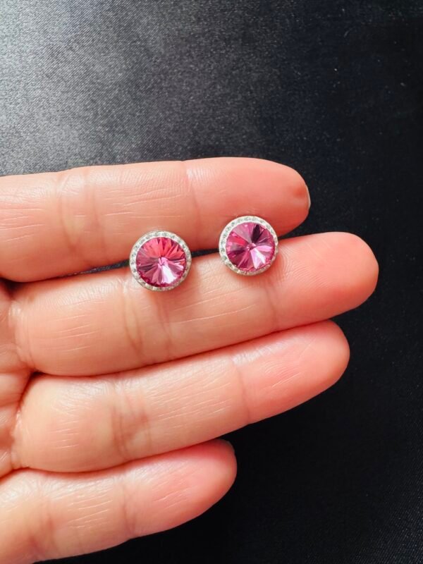 Aros de Cristal Rosado Strass