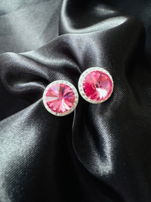 Aros de Cristal Rosado Strass