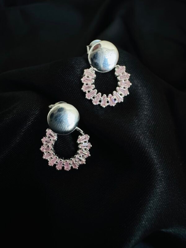 Aros con Serie de Circones Rosa