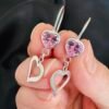 Aros Corazón con Circón Rosa