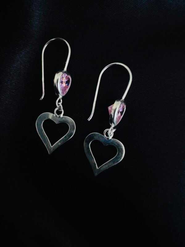 Aros Corazón con Circón Rosa