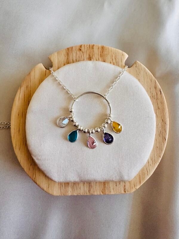 Collar Argolla con Esferas y Circones en Gota