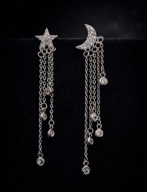 Aros Desigual Luna y Estrella con Lluvia de Circones