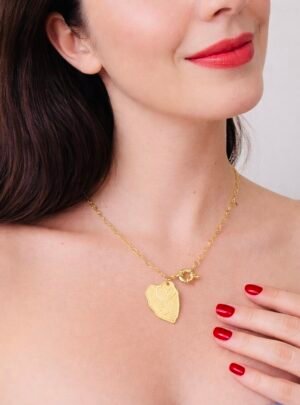 737BD703-AF66-4A40-87F8-69C0FE0EF717 Collar Enchapado en Oro Broche con Placa de Corazón