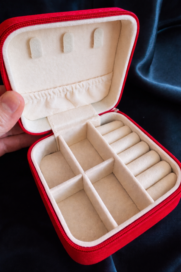 Joyero Cuadrado de Viaje Rojo