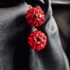 Aros Esfera Strass Roja