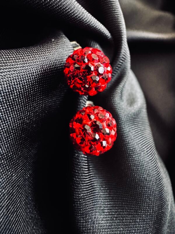 Aros Esfera Strass Roja