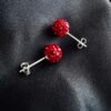 Aros Esfera Strass Roja
