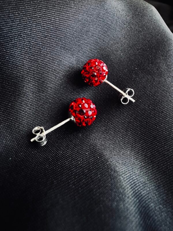 Aros Esfera Strass Roja