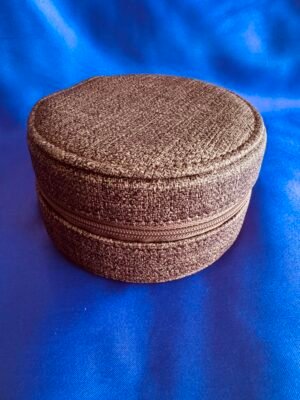 Joyero Redondo Café Doble Compartimento con Espejo