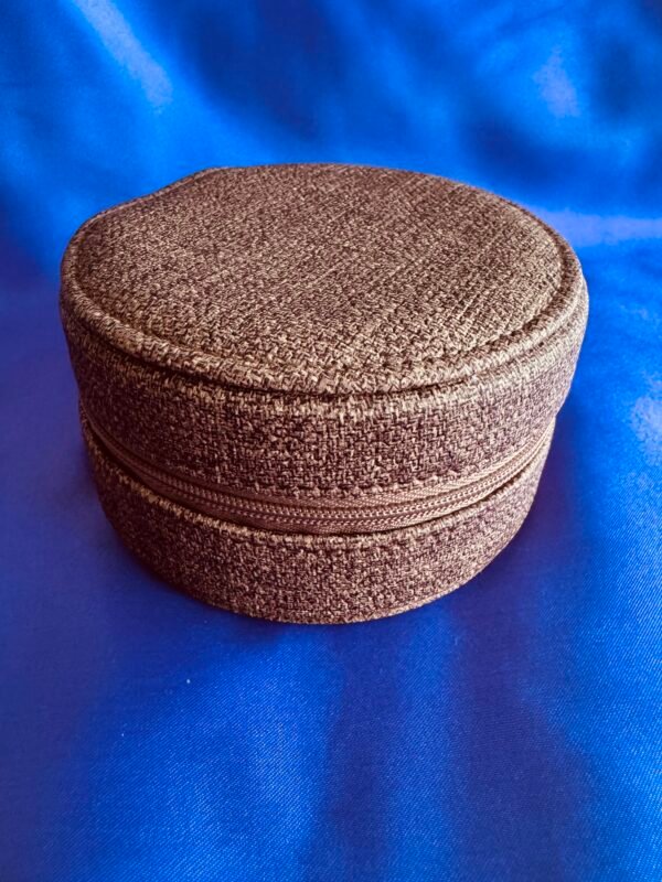 Joyero Redondo Café Doble Compartimento con Espejo