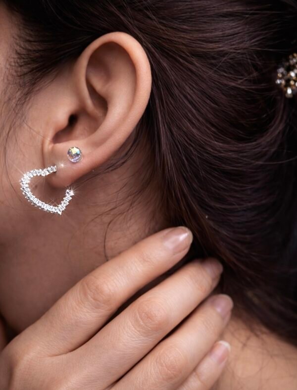 Semi Argollas de Corazón con Circones