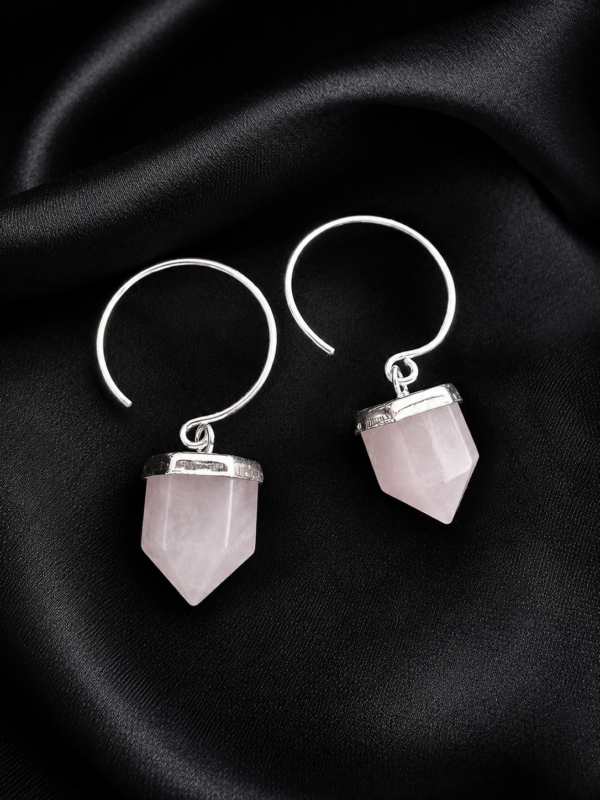 Semi argollas Cuarzo Rosa